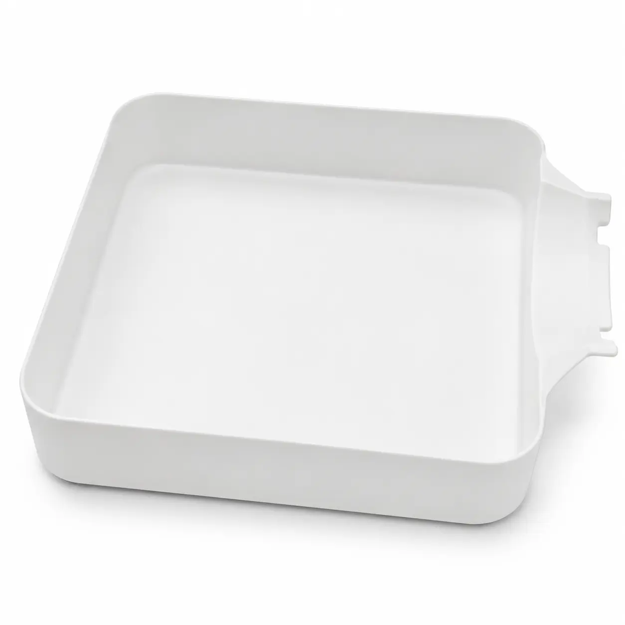 Washing Machine Drain Catch Tray, Compact Water Catch Pan for Compatible Front Load Washer Filter Cleaning, Contoured Edge, White ABS, 6.89 x 6.89 x 1.77 in