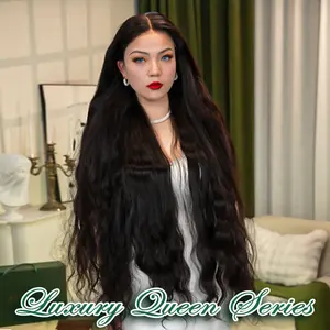[Luxury Queen Series] FF WIG Body Wave Raw Human Hair Glueless Wig 26 30 Inches 9*6 Pre-Cut HD Lace 250% Density Natural Black Wear Go Wig with Special Drawstring #FFWIG