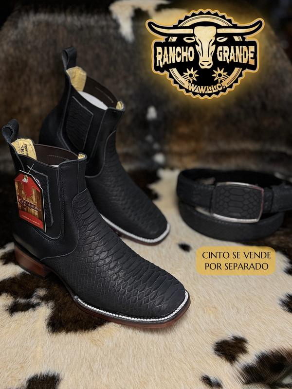 Botines Negros con diseno Incrieble para Hombre Estilo Rodeo Punta Cuadrada / Chelsea Boots Ankle Square Toe Black with Incredible design
