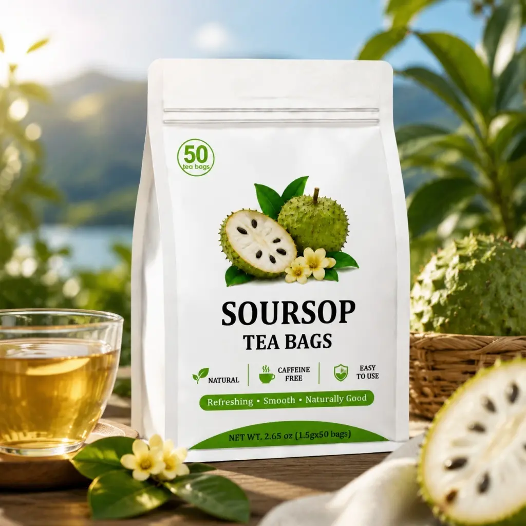 50 Soursop Herbal Tea Bags - flavorful everyday tea selection, smooth and mellow tropical-style taste, convenient tea bag format, easy preparation for hot or cold serving, suitable for home office travel or tea time