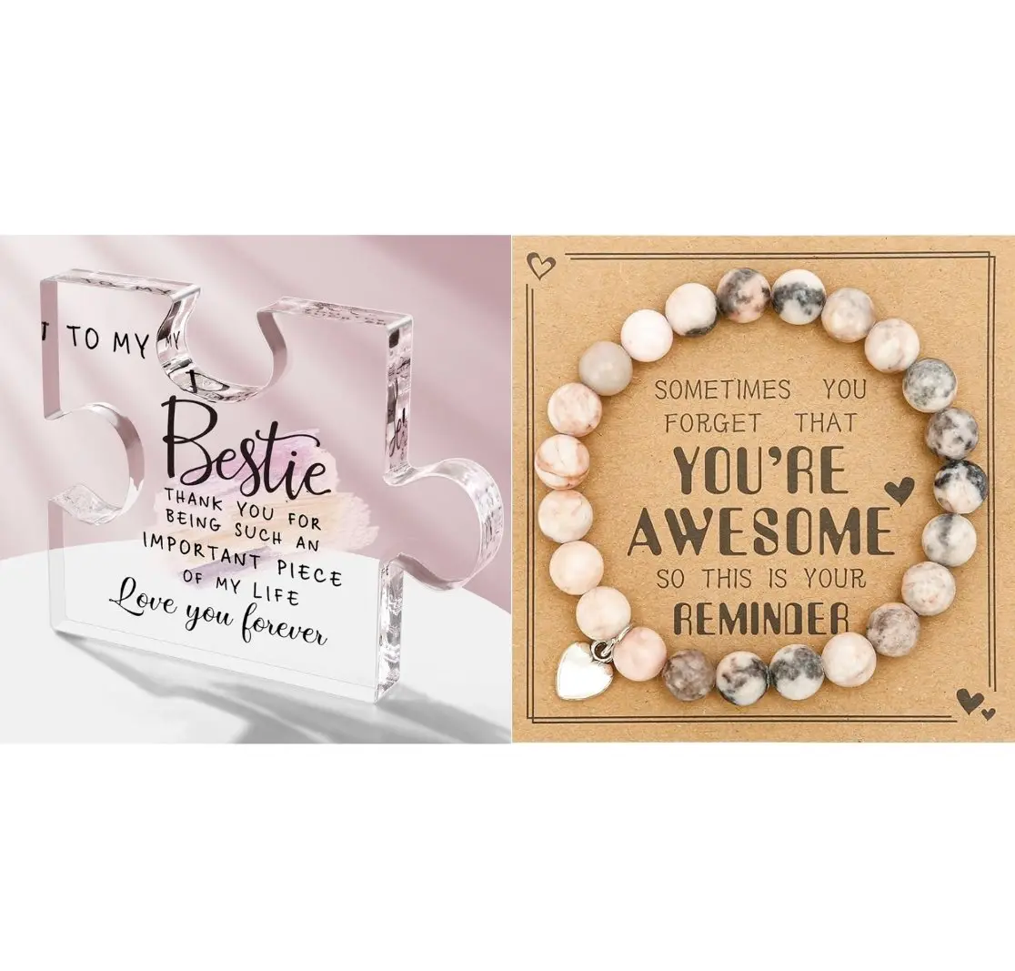 Friendship Gifts Acrylic Puzzle Plaque, Bestie Birthday Gift Ideas, Christmas Birthday Gifts for Women Friendship Gift Set