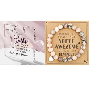 Friendship Gifts Acrylic Puzzle Plaque, Bestie Birthday Gift Ideas, Christmas Birthday Gifts for Women Friendship Gift Set
