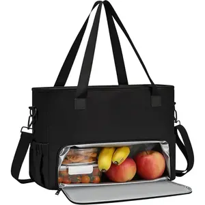 Lunch Tote Bag for Women, Work Tote Bag with Insulated Lunch Compartment, Laptop Briefcase, Wristlet Pouch for Everyday Use