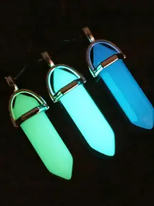 10pcs Glow-In-The-Dark Hexagonal Beads Pendant, Moonstone Fluorescent Stone, Luminous Quartz Gemstones, Ideal for Necklace Jewelry Making