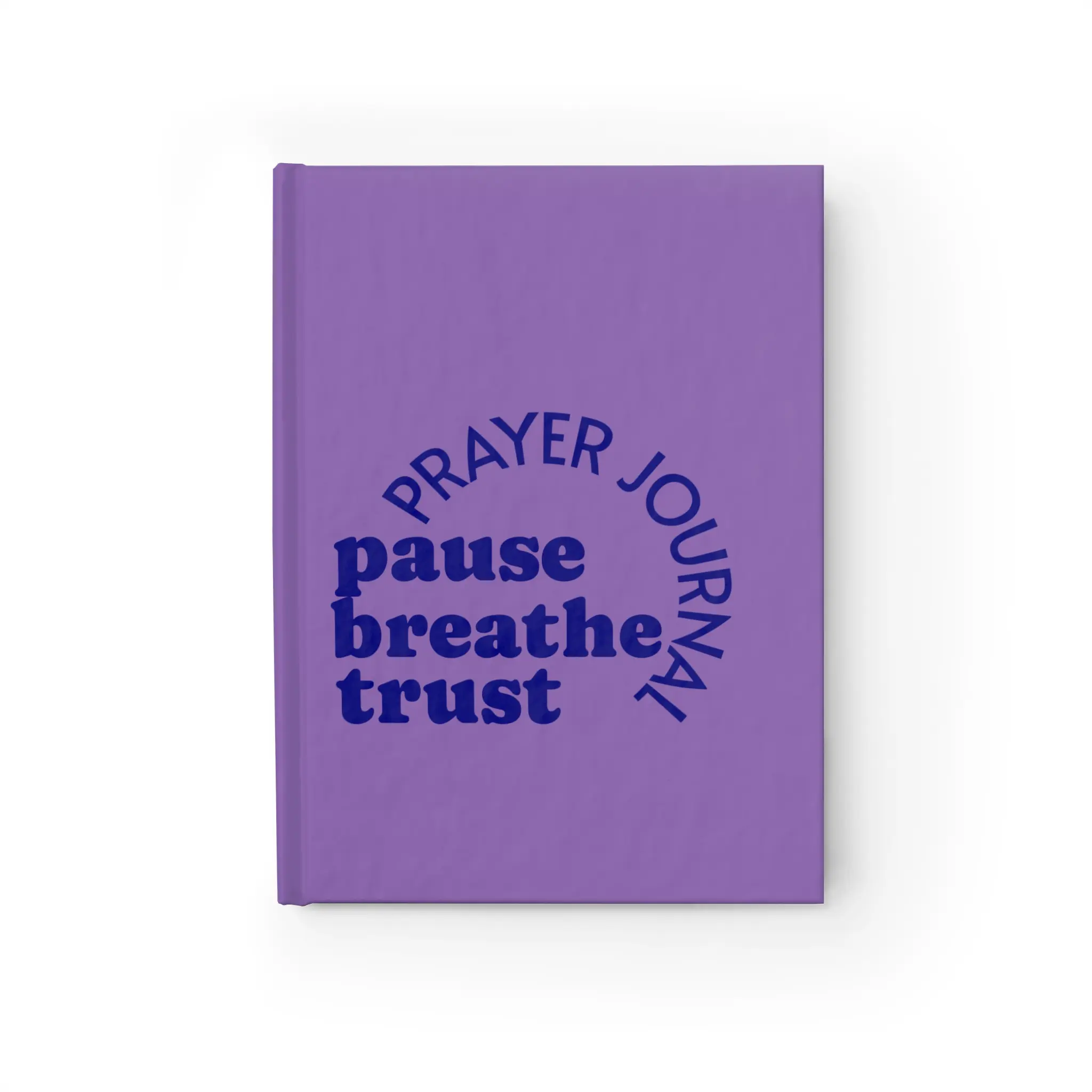 Minimalist Purple Ruled Prayer Journal Notebook - 5"x7", 128 Ruled Pages (64 Sheets), 90 gsm Paper, Matte Laminated Cover with "Pause, Breathe, Trust" Text, QR Encouragement Feature, Comfortable Writing Before Bed Reflection Aid (Office Stationery), 5" X