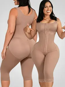 2026 Knee Length Shapewear for Women, Front-Opening Three-Row Buckle Pressure Tummy Control and Butt-Lifting Shaping Underwear, Lace Shaping Shorts, Home Wear