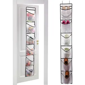 Household daily necessities GOMAJI 6 Large Breathable Mesh Pockets, Over The Door Shoe Organizer, Boots Hanging Storage Shoe Rack for Closet, Accessories - - White