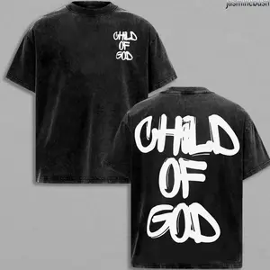 Child Of God Washed Tshirt , Graphic Tees, Back To School Outfits, Menswear for Daily Streetwear,Jesus, God is king, gothic y2k, clothing, Mens, Tops O8S