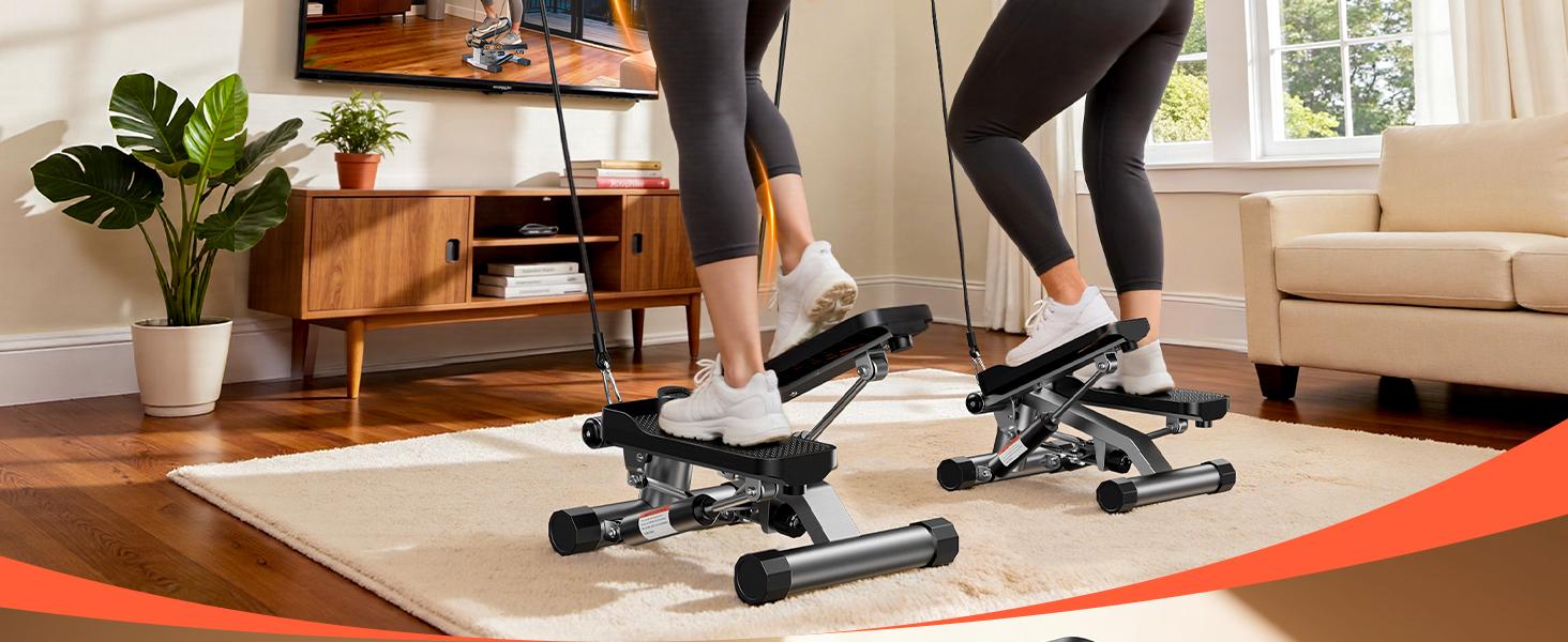 FED Fitness Sportsroyals Series SS2 Stair Stepper - Twist Mini Stepper with Resistance Bands for Full Body Training, 350lbs+ Capacity Home Workout Gear, Workout Gear Equipment for Home Use