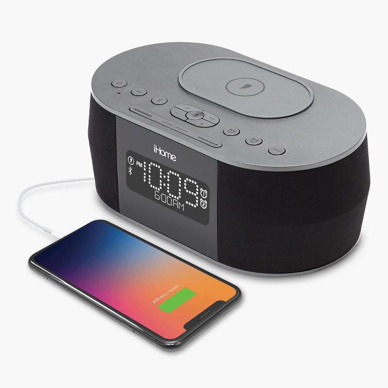 Alarm Clock with Wireless Charging, USB Charging, and Wireless Speaker (iBTW38)