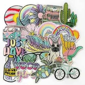 Iron On Embroidered Patches Assorted Cute Cartoon Applique Set Bright Sew On DIY Fashion Accessories Patches for Clothes Jeans Hats Backpack Socks Bag