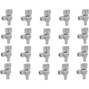LD-Angle Stop Valve 3/8-in Compression x 1/2-in Pex, 1/4 Turn LF Brass Chrome Plated Shut Off Angle Valve for Faucet or Installation (20-Pack)