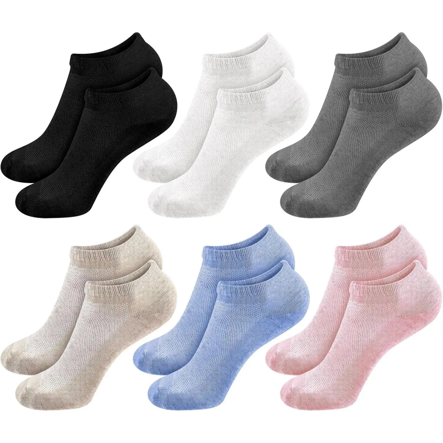6 Pairs All Natural Flax Linen Ankle Socks Thin Breathable Low Cut Linen Socks Quick Dry Mesh Organic Liner Men Women