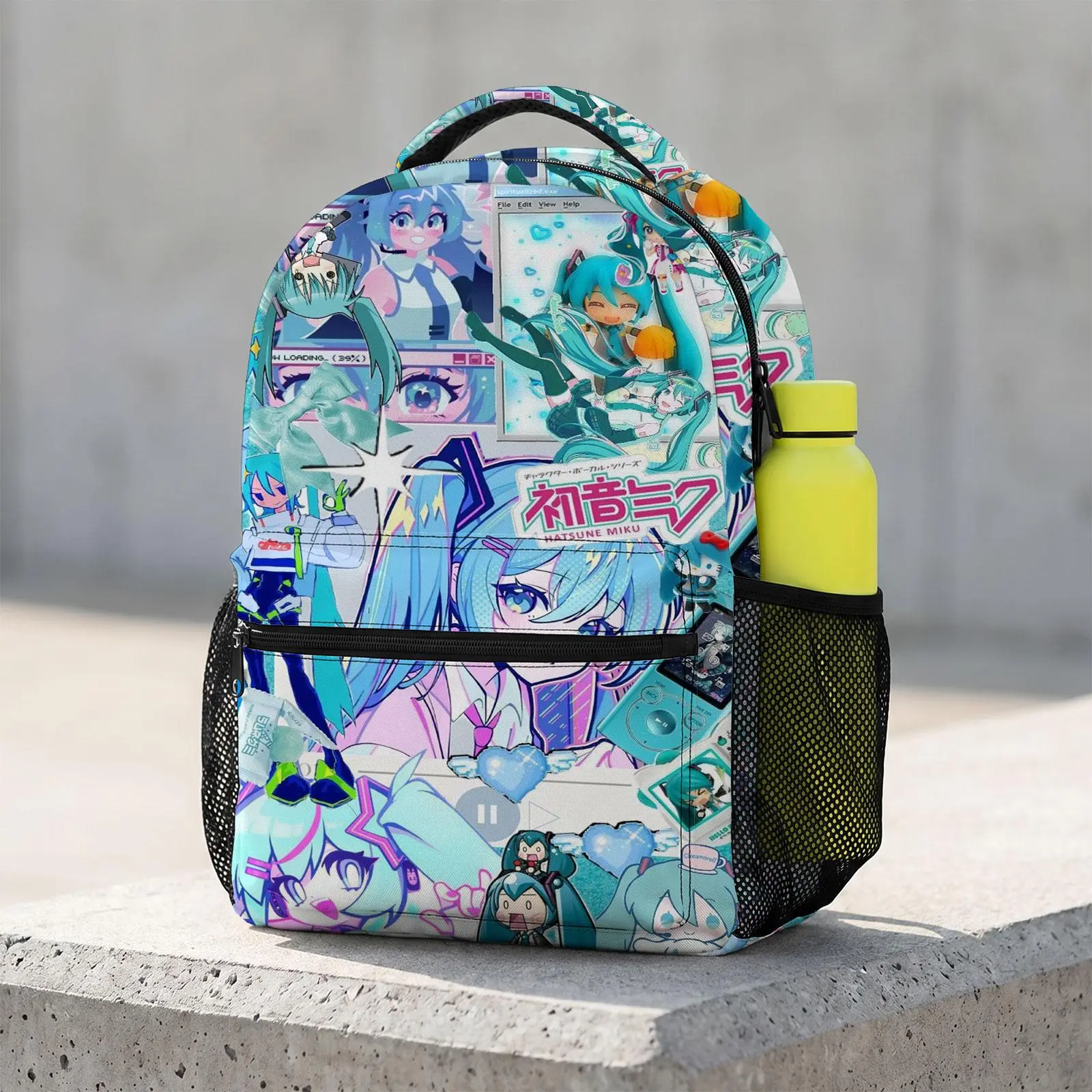 Miku-Hatsune Cartoon Animal School Bag with Laptop Sleeve | Comfort Padded Print Backpack | Anti-Slip Lightweight Travel Pack for Students