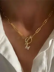 Elegant Ot Clasp Necklace Chain, 26 Letter Pin Design, Modern Versatile Accessories, Perfect Gift for Women, Birthday Anniversary Present