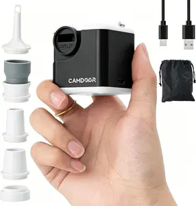 Camdoor Portable Mini Air Pump for Air Mattress & Pool Floats, Fast Inflate & Deflate Camping Pump with LED Light,  Inflatable Sleeping Bag Air Bed Airbeds,  2400mAh Super Strong Mini Air Mattress Pump with Camping Light, summervibes