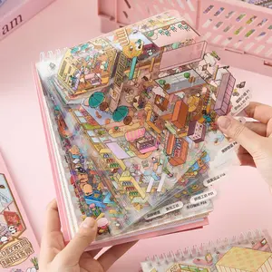3D Scene Sticker Book, 49pcs/set Cute Cartoon Creative Sticker, DIY Decorative Sticker for Scrapbooking & Journal Making, Scrapbook Materials