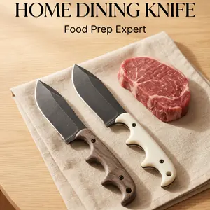 Compact Fixed Blade Utility Knife, High Carbon Steel with Ergonomic Wood Handle, for Camping, Hiking & Everyday Tasks