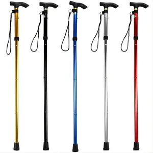 4-section Folding Ultra-light Adjustable Walking Stick, Telescopic Trekking Pole With Rubber Tip