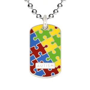 Custom Engraved Autism Puzzle Medical ID Necklace