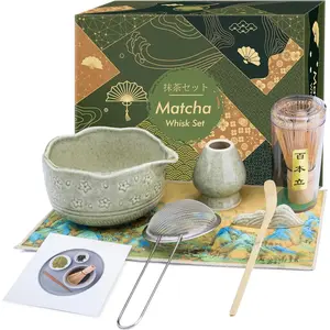 Matcha Whisk Set - 7 count Matcha Kit, Matcha Set for Making Breakfast Green  Lattes - Matcha Bowl with Spout, Matcha Whisk Holder -  for  Beginner, , Daughter, Family