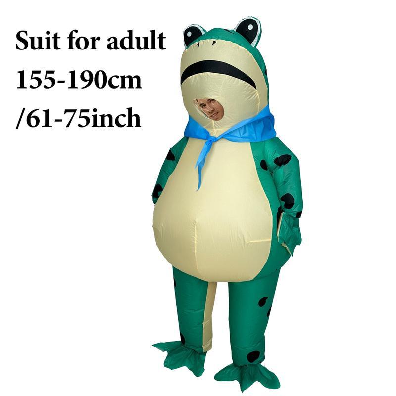 Hot Frog Polyester Inflatable Costume, Frog Full Body Deluxe Funny Air Blow Up, Fits 155-190cm/61-74.8inch, with Fan & Box, Suitable for Men Women Halloween