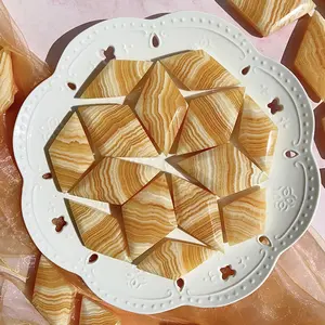 1Set Crystal Orange Calcite Rhombus Reiki Healing Ornament Energy Gemstone Home Decoration