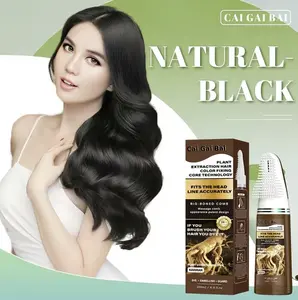 CaiGaiBai Black Hair Dye Shampoo Comb-Type, 3-in-1 Hair Dye, Fast, Gentle, Plant-Based Formula, Multi-Color Range, Black, Brown , Home Hair Coloring