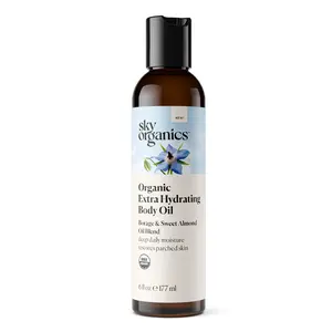 Sky Organics Body Oil, Extra Hydrating & Nourishing Organic Skin Care with Borage Oil, Acai & Sweet Almond Oil, Moisturizing Massage Oil, Refreshing Orange & Spearmint Scent, Body Care Restore Comfort Moisturizer