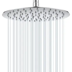 10 Inch Chrome Round Rain Shower ,  Metal Stainless Steel Rainfall Shower Heads with 100 Anti-Clog  Nozzles, Wall or Ceiling Mount