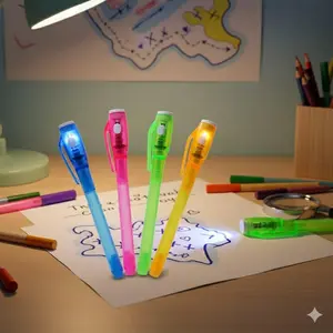 UV Invisible Ink Pen for Kids, Non-Toxic Fluorescent Secret Writing with UV Light Reveal, Glow in The Dark Drawing Toys, Creative Party Gifts, Learning & Game Interactive Pens for Students, Multi-Scenario Use