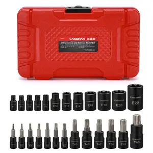 #Summervibes CASOMAN 25 Piece Torx Bit Socket and External Socket Set, 13 Star Socket Bits (T8- T60)& 12 Female E-Torx Sockets (E4-E22)