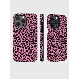 for iPhone 13 Pink Leopard Print Two-In-One Anti-Drop Design For Film Cases Phone Case Suitable For Compatible With Iphone17,16, 15, 14, 13, 12, 11, PRO MAX, Air