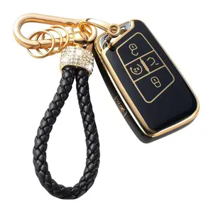 Vw Volkswagen Key Fob Cover with Keychain, Key Shell Holder for Tiguan Atlas Jetta Passat Golf, Smart Remote Control Accessory