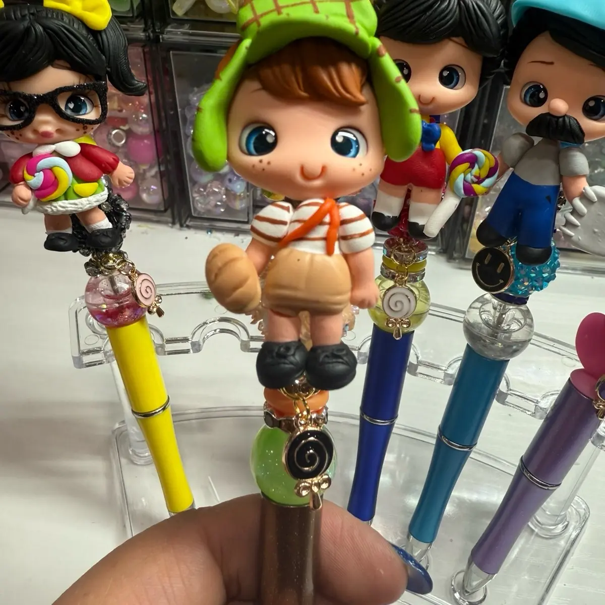 Clay Doll Pens - Colorful Craftsman Design with Unique Character Accents Aesthetic Pens Cute Pen