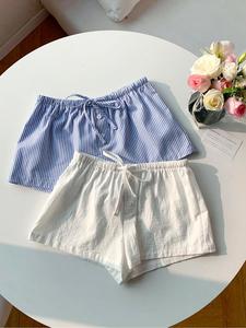 Women's Plain & Striped Drawstring Waist Shorts, Casual Comfy Breathable Shorts for Summer, Ladies Bottoms for Daily Wear, Drawstrings Shorts