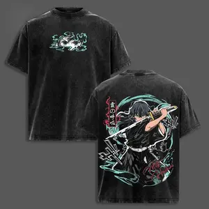 valentine shirts "Mist Hashira" Tokito Muichiro Demon Slayer Infinity Castle Art Anime Graphic Tee Oversized Acid Washed Lightweight Cotton Men Shirts Anime Streetwear Casual Menswear Gift for Anime Fans Demon Slayer Merch