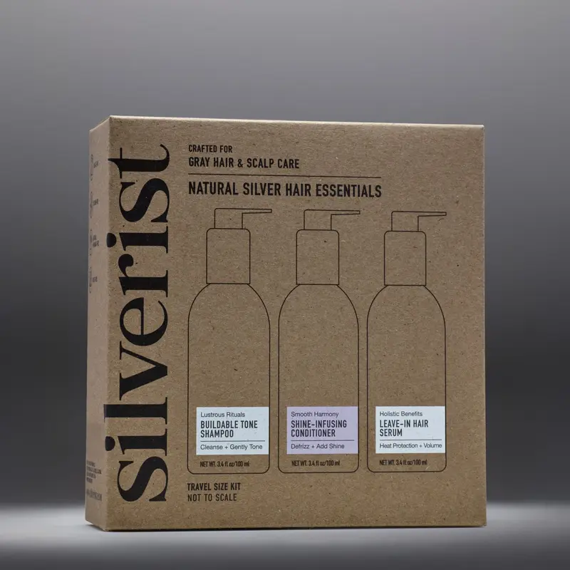 Silverist Travel-Size Haircare Kit w/Hyaluronic Acid. Sulfate-Free, Silicone-Free Natural Essentials for Gray, Silver, White Hair to Tone, Condition, Protect