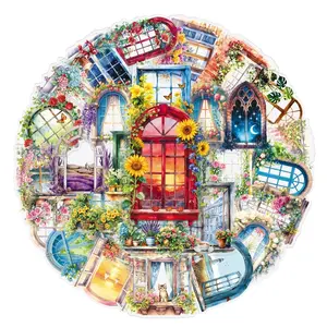 50 Transparent Window Flower Decorative Stickers, Creative Dreamy Floral Pattern, Wardrobe Wall Decoration, Elegant Home Decor, Easy Apply