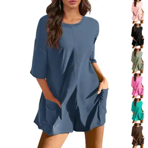 【US Shipping】Women’s 2025 Summer Romper – Oversized Athletic Short Sleeve Jumpsuit with Pockets, Casual One-Piece Outfit