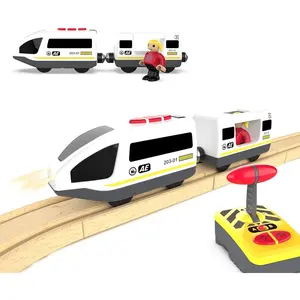 TOPMAYA Battery Operated Train Set Age 3+ for Wooden Tracks, Remote Control Train Toy Compatible with Thomas, Brio