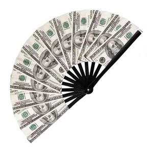 Money Print Folding Fan, 1 Count Creative Dance Folding Fan, Handheld Fan for Music Festivals, Clubs, Events, Parties, Dance Performances