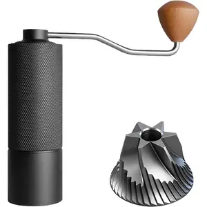 Manual Portable Hand-Cranked Coffee Grinder, Adjustable Grinding Settings, Stainless Steel Burrs, For Espresso, Drip Filter, French Press, Compact And Durable Black