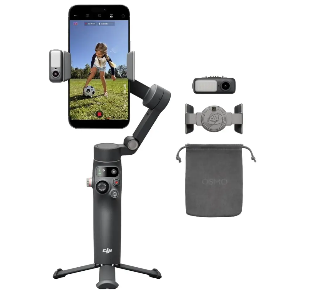 DJI Osmo Mobile 8 Advanced Tracking Combo Gimbal Stabilizer for Phone, AI Native Tracking with Audio & Lighting, 360° Pan Rotation, Built-in Extension Rod & Tripod, 10h Battery, Extension Rod