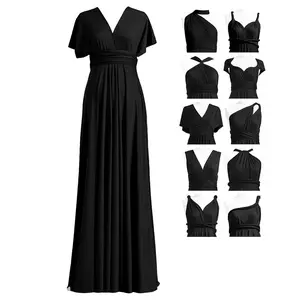 72Styles Infinity Dress with Bandeau, Convertible Bridesmaid Dress, Long, Plus Size, Multi-Way Dress,Black Twist Wrap Dress