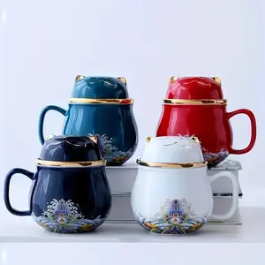 Ceramic Cat Cup with Carrying Case, Durable Ceramic Material, Perfect for Cats, Includes Convenient Carry Bag, Ideal Gift for Pet Lovers