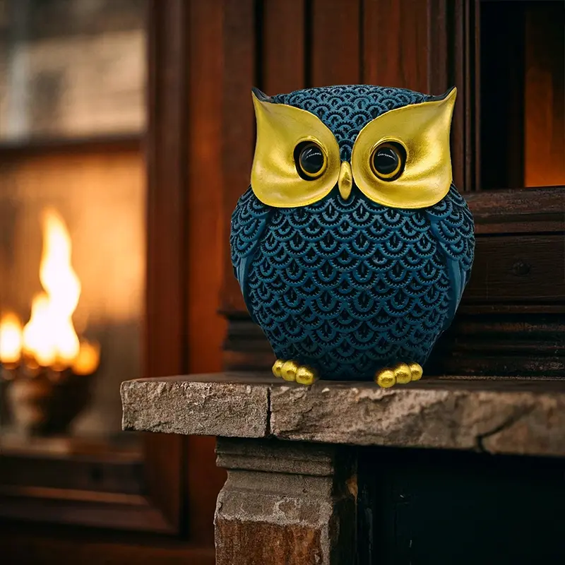 1 Pack American Country Style, Decorative Resin Crafts Holiday Decorations Home Ornament Owl Statue Ornaments Can be used for Balcony Bookshelf Storage Rack Garden Courtyard Office, Christmas Halloween, Gift