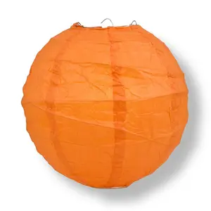 12 PACK | 12" Persimmon Orange Crisscross Ribbing, Hanging Paper Lantern Combo Set