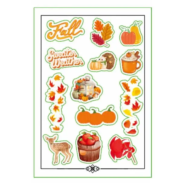 Fall Fever Sticker Sheets - Autumn Themed Decorative Stickers for Journals Notebooks & More Featuring Pumpkins Leaves & Cozy Drinks