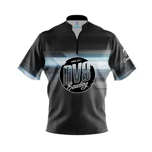 DV8 Teal Halo Quick Ship CoolWick Sash Zip Bowling Jersey
